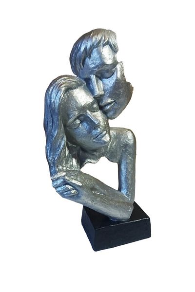BV Decorative Statuette Mask, Lovers, Silver, 28 cm, 064SX-1