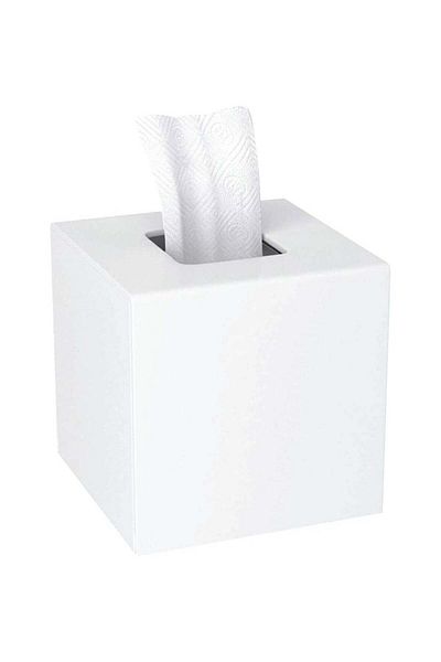 SMARTPOINTS Acrylic Tissue Box Cover 5.4x5.4x5.4 Tissue Holder Napkin Dispenser for Home Office Restaurant-White