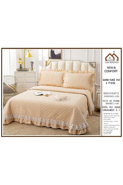 FIONNA.RO Finet 4-Piece Quilt With Ruffles - Cream