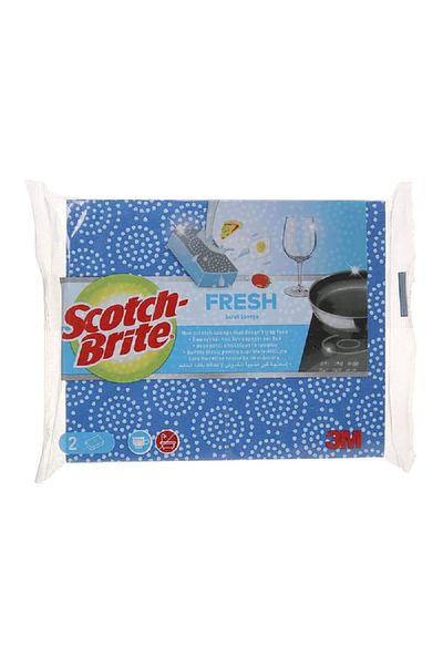 Scotch Brite 2-Piece Fresh Non Scratch Scrub Sponge Blue and White
