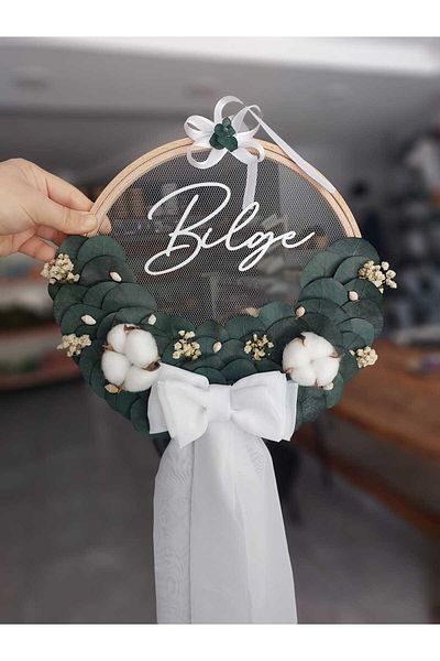 lolipophobi Eucalyptus and Cotton Themed Door Ornament, Baby Door Ornament, Decor, Newborn, Gift