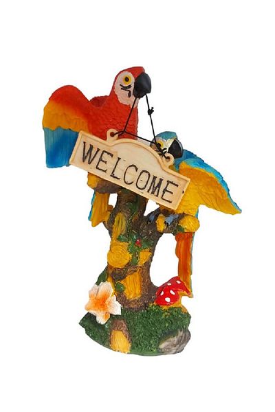 BV Statuetă decorativă, Papagali pe o creangă, Bun venit, Portocaliu, 18 cm, 1025DD4-3