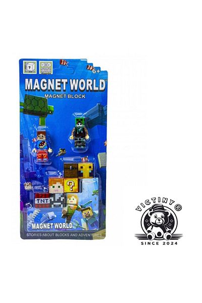 victiny Magnetic Building Blocks World Mine Craft VICTINY ® Game 2 Figures and 6 Magnetic Cubes of