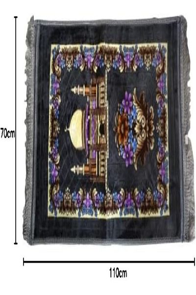 RAHALIFE HOME SOLUTION Rahalife Anti-Slip Velvet Finish Prayer Mat | Soft Luxury Islamic Prayer Rug – 110x70 cm