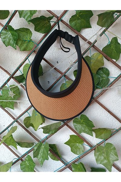 Blotch Camel Straw Visor Visor Women's Beach Hat