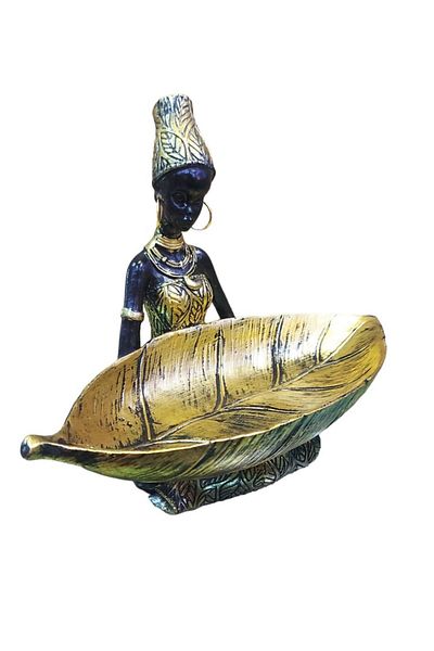 BV Decorative ornament, Africana with jewelry stand, Gold, 19 cm, LY231907