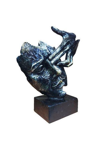 BV Decorative mask statuette, Black-Silver, 22 cm, 637CB-2