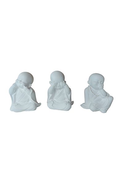 BV Decorative statuette, Buddha, Smiling, I don't see, I think, White, 10 cm, DVA2