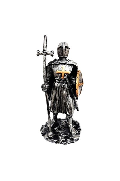 BV Statuetă decorativă - Soldat în armură cu scut, Argint, 24 cm