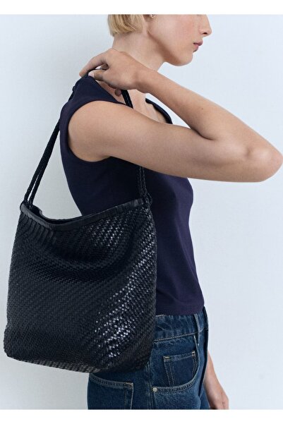 MANGO Woman Pamuklu dekolte yaka tişört