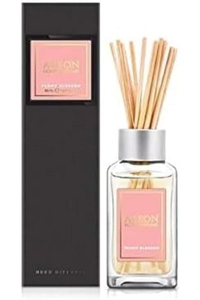 Areon فواحة عطر منزلية من أريون، 85 مل، 10 أعواد من الخيزران الفاخر - زهر الفاوانيا، أسود، أزرق