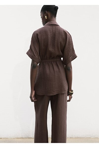 MANGO Woman Beli lastikli lyocell pantolon