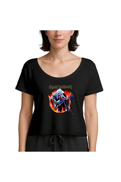 Z zepplin Iron Maiden Fire Black Women's T-Shirt