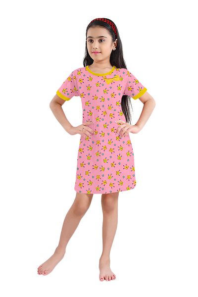 LAUREN SMITH Kids Girls 100% Cotton Night Dress with Cute Bow