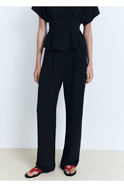 MANGO Woman Pensli düz kesim pantolon