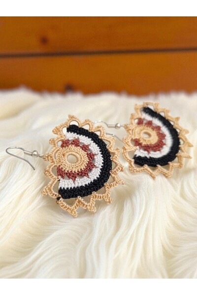 Vinlora Design Handmade Crochet Dangle Earrings – Colorful Bohemian Style Lightweight Women's Accessory