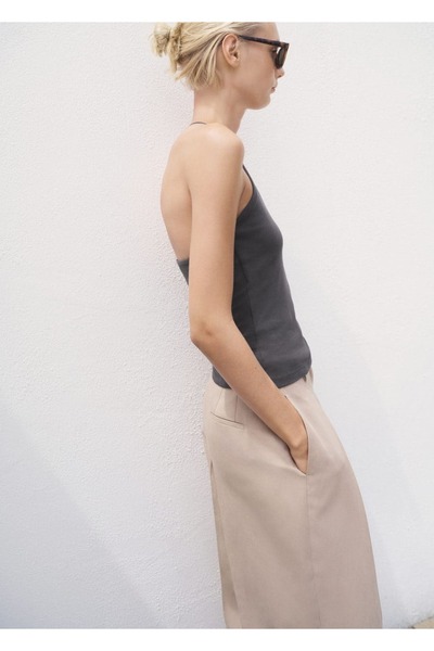 MANGO Woman Pamuk sırtı açık top