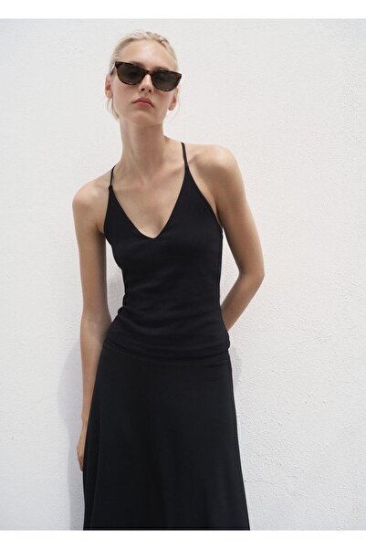 MANGO Woman Pamuk sırtı açık top