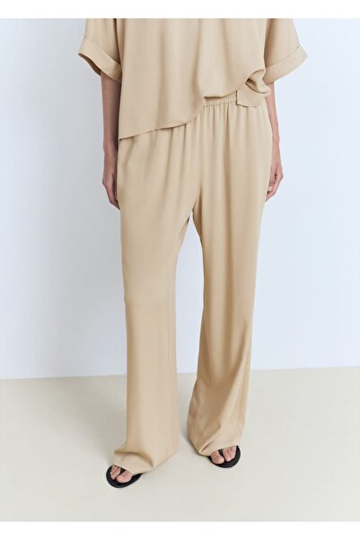 MANGO Woman Beli bağcıklı düz kesim pantolon