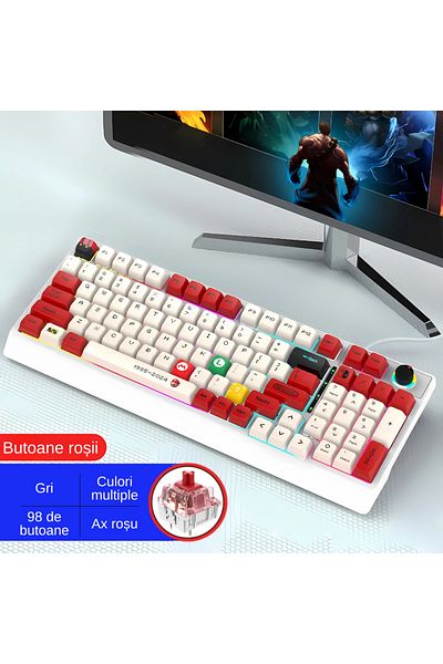 LUDORA Mechanical Gaming Keyboard, Rainbow RGB Lighting, USB Cable, Mechanical Switch, 98 Buttons