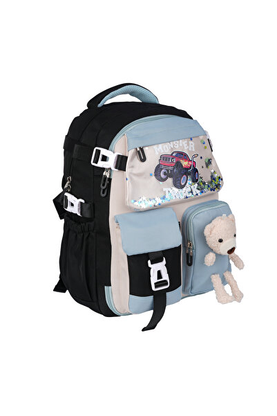 nacar çarşı Rucsac pentru băieți, în stil coreean Kawaii, gri, cu figurină de...