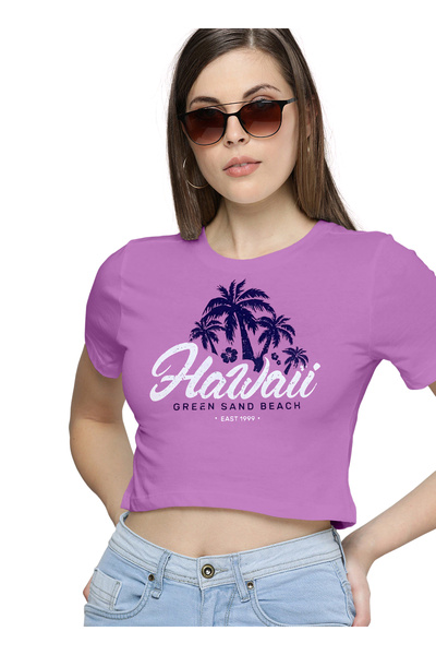 LAUREN SMITH Women Crop Top Printed Tee in Premium Cotton with Lycra