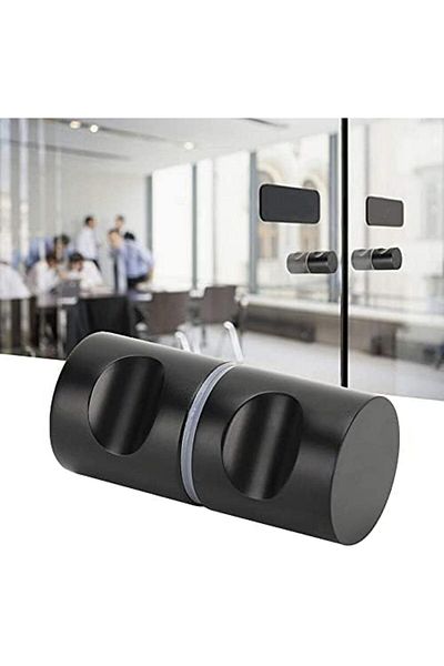 Generic Shower Door Handle, Electrophoresis Black Single Hole Door Pull Glass Door Pull, for Office Bathroom