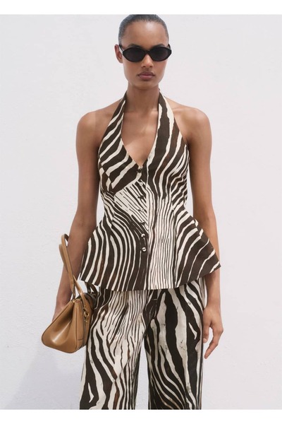 MANGO Woman Zebra desenli keten yeleği