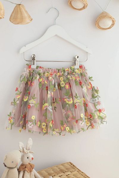 chipiques Fusta Tutu pentru copii brodate cu broderie florală