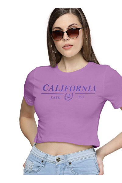 LAUREN SMITH Women Crop Top Printed Tee in Premium Cotton with Lycra