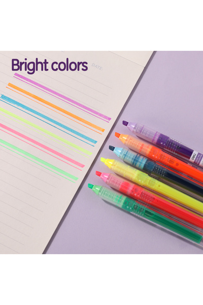 Deli EU300 Liquid Ink Highlighters 1–3.5mm, 6 Colors – ideal for study and color coding