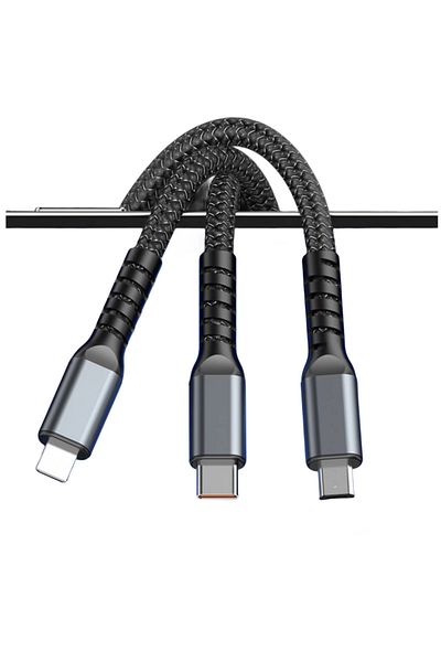 LUDORA Cablu încărcare super rapidă 100W, 6A USB, Type-C, iluminare iPhone, Macro-USB, 1.2 m