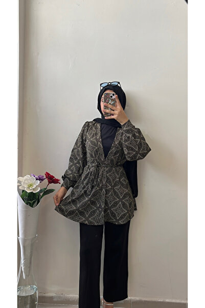 DİLEKBUTİK Patterned Kimono Balloon Sleeve