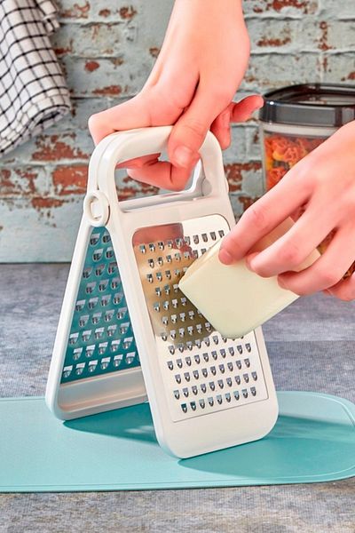 Mutfak Köşesi Lino Foldable and Detachable Double-Sided Grater, Practical Grater with Stainless Steel Blades White