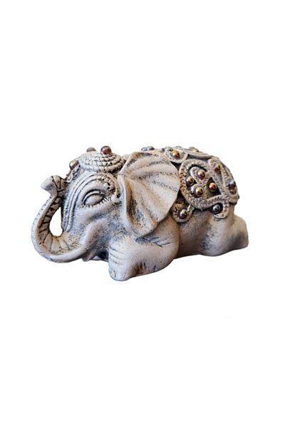 BV Decorative statuette, Elephant with pearls, Gray, 14 cm, DVSAS072