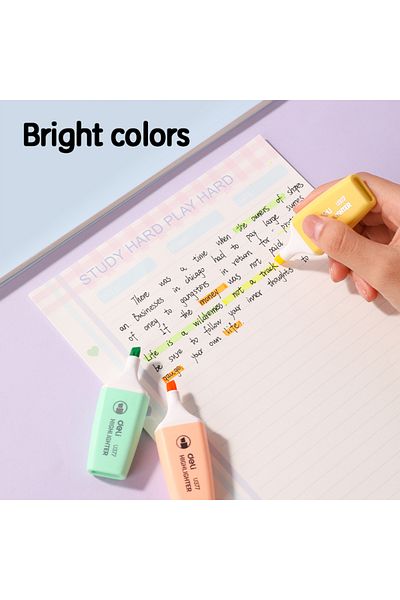 Deli EU377 Pastel Highlighters 1–5mm Tip, 6 Colors – ideal for soft marking and study