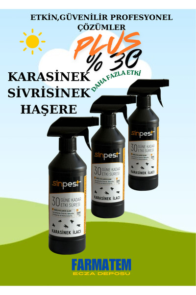 sinpestplus Sinpest Plus % 30 Daha Etkili 3 Adet 500mlkarasinek Sivir Ve Haşere