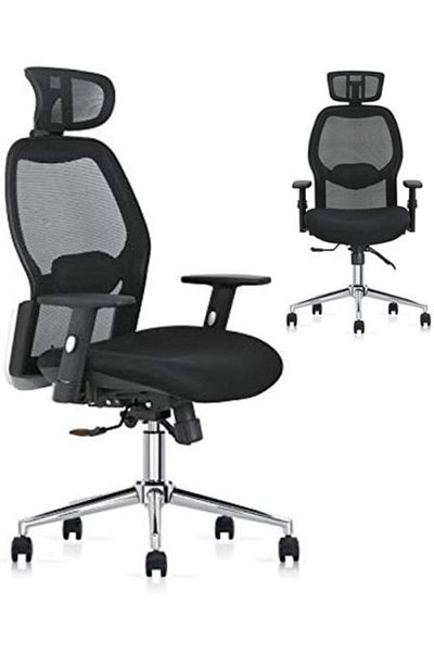 AWF AL WADI FURNITURE Tufsy Heavy Duty Ergonomic Mesh Executive Office Chair Swivel and Adjustable Lumbar Support - Black