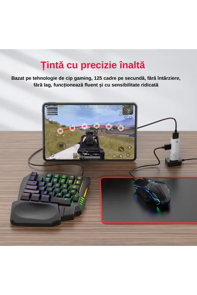 LUDORA Gaming Telefon, Tastatura Iluminata RGB, Emulator Jocuri Telefon, 35 Taste One Hand si Mouse Gaming