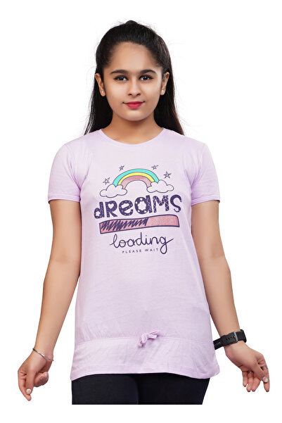 LAUREN SMITH Kids Girls Short Sleeved Long Tee with Glitter Print 100 percent...