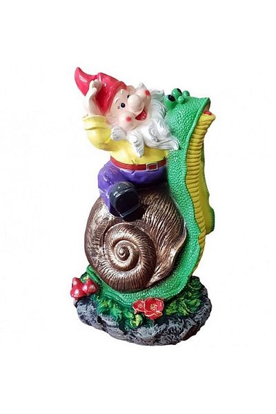 BV Decorative statuette, Dwarf riding a snail, Multicolor, 47 cm, DVSK1116