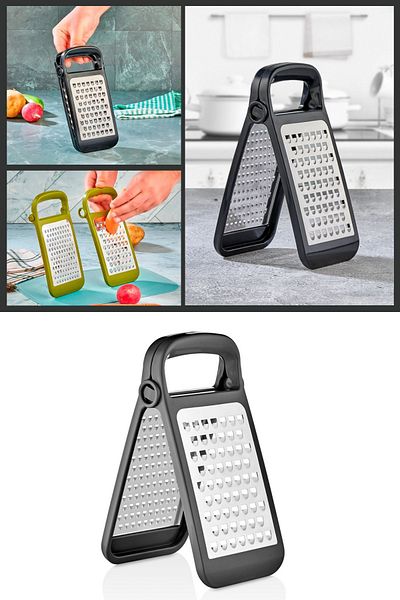 Mutfak Köşesi Lino Foldable and Detachable Double-Sided Grater, Practical Grater with Stainless Steel Blades Black