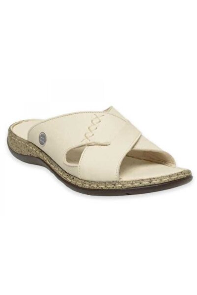 Mammamia D25YT-1385 Hakiki Deri Ortopedik Taban Günlük Terlik