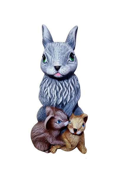 BV Decorative statuette, Rabbit with chicks, Multicolor, 48 cm, DVSGV073