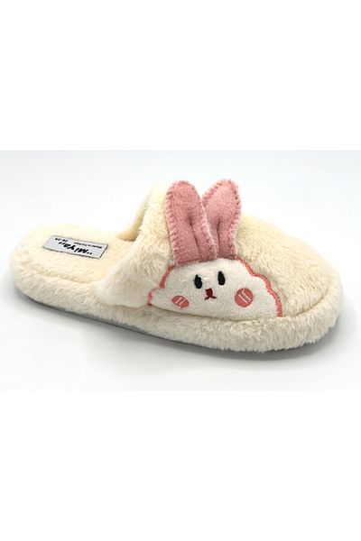 BYRAMSE Rabbit Figured No Sound Light Sole Plush House Slippers