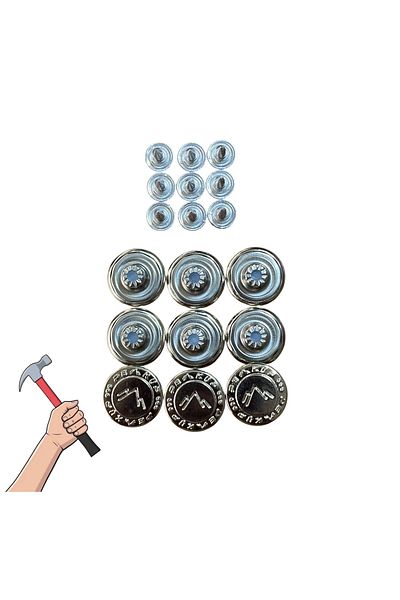 FashionSButik Set of 9 Jeans Buttons – Hammer Attachable, Metal Button for Repair and DIY Projects