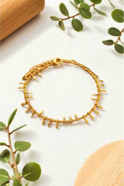 Atölye Olcay Eser Püsküllü Altın Çelik Waterproof Hal Hal