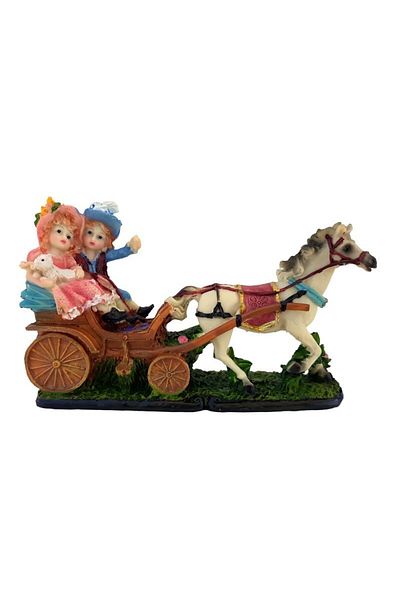 BV Statuette, in the shape of a carriage with 2 children, 20 cm, 1266G-1