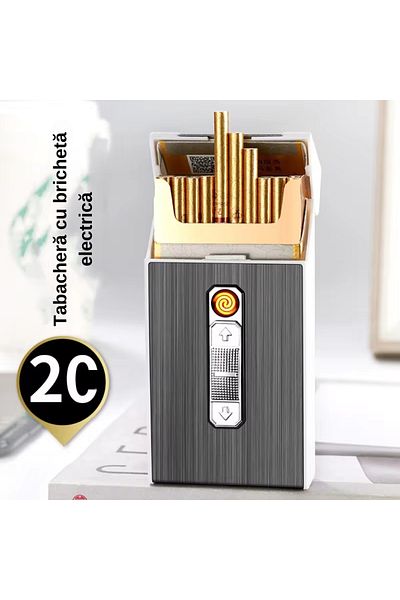 LUDORA Electric Lighter, With Cigarette Pack Case, Snuffbox Style, Windproof, USB Charging, Cable Included