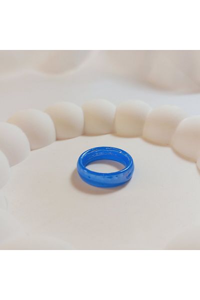 Crystal Atelier Certified Blue Natural Agate Stone Evil Eye Ring
